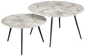 Σετ με 2 τραπέζια DKD Home Decor Λευκό Χρυσό 80 x 80 x 45 cm