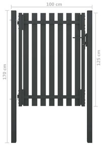 vidaXL Πόρτα Περίφραξης Κήπου Ανθρακί 1 x 1,7 μ. Ατσάλινη