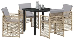 vidaXL Σέτ φαγητού για κήπο 5 pcs Μπεζ συνθετικό ρατάν