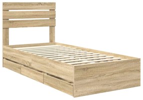 vidaXL Σκελετός Κρεβατιού Δρύς Sonoma 90 x 190 cm Μηχανήματος Ξύλο