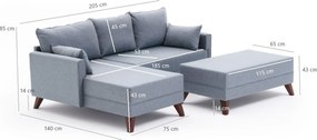 Corner Sofa-Bed Bella Soft Mini Köşe Right - Blue Blue