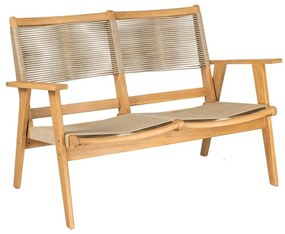 WOODWELL Ε2352,2COFFEE Living Καναπές 2θέσιος Καθιστικού Βεράντας-Κήπου, Ακακία Φυσικό-Rope Wicker Μπεζ 129x71x84cm Ε2352,2