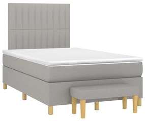 Κρεβάτι Boxspring με Στρώμα Ανοιχτό Γκρι 120x200 εκ. Υφασμάτινο - Γκρι