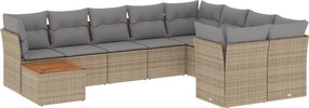 vidaXL Patio Sofa Set 9-θέσια Μικτό μπεζ και γκρι