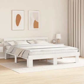 vidaXL Σκελετός Κρεβατιού Λευκό 200 x 200 cm Μασίφ ξύλο πεύκου
