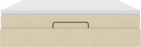 vidaXL Οθωμανικό Κρεβάτι με Στρώμα Κρέμα 160x200cm Ύφασμα