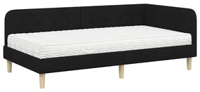 vidaXL Κρεβάτι Γωνίας με στρώμα με κεφαλάρι Μαύρο 90 x 200 cm ύφασμα