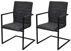 Καρέκλες Τραπεζαρίας «Πρόβολος» 2 τεμ. Μαύρες Συνθετικό Δέρμα