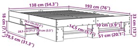 Πλαίσιο Κρεβατιού Sonoma Δρυς 135x190 εκ. Επεξεργασμένο Ξύλο - Καφέ