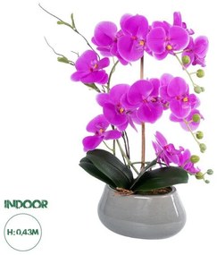 Artificial Garden HOT PINK ORCHID 21119 Διακοσμητικό Φυτό Έντονο Ροζ Ορχιδέα Υ43cm Globostar 21119 Φούξια