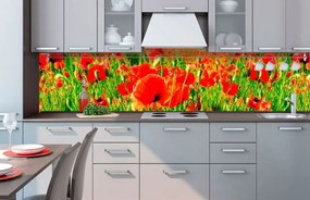 Αυτοκόλλητη φωτοταπετσαρία για κόκκινες παπαρούνες κουζίνας - 180x60