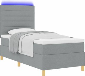 vidaXL LED Κρεβάτι με βάθρο Ανοιχτό γκρι 80 x 200 cm ύφασμα