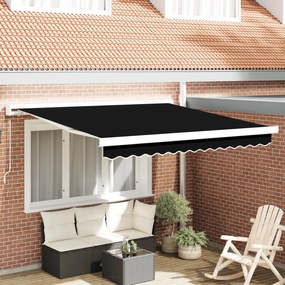 vidaXL Χειροκίνητη Ανασυρόμενη Τέντα Μαύρη 300x250 εκ.
