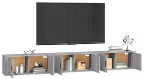 vidaXL Έπιπλα Τηλεόρασης Επιτοίχια 3 τεμ. Γκρι Sonoma 100x34,5x40 εκ.