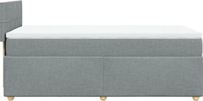 vidaXL Κρεβάτι Boxspring με Στρώμα Ανοιχτό Γκρι 90x190 εκ. Υφασμάτινο