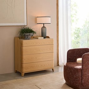 Συρταριέρα από επενδεδυμένη δρυς και δέρμα, σχεδιασμένη από τον E. Gallina, Junius