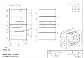 Κουκέτα  Παιδική Διπλή Mila Mundo σε Φυσικό Ξύλο 90×200cm  Adeko