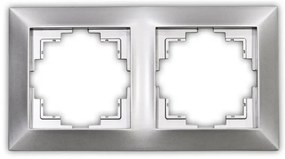 Πλαίσιο Διακόπτη Πρίζας Διπλό Lumen-15-0316-Ασημί 15-0316