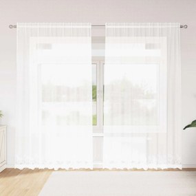 vidaXL Κουρτίνα Δαντέλας με κουρτίνες Λευκό 245 x 200 cm Πολυεστέρας