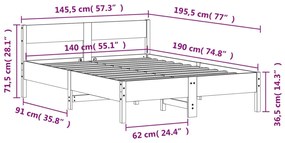 ΠΛΑΙΣΙΟ ΚΡΕΒΑΤΙΟΥ ΜΕ ΚΕΦΑΛΑΡΙ 140 X 190 ΕΚ. ΜΑΣΙΦ ΠΕΥΚΟ 842766