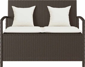 vidaXL Πάγκος αποθήκευσης κήπου με μαξιλάρι Brown Poly Rattan