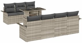 vidaXL Σετ Καναπέ Κήπου με μαξιλάρι 8 pcs Ανοιχτό γκρι Πολυ ράταν