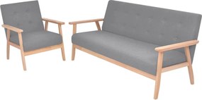 vidaXL Σετ Σαλονιού 2 τεμ. Ανοιχτό Γκρι Υφασμάτινο