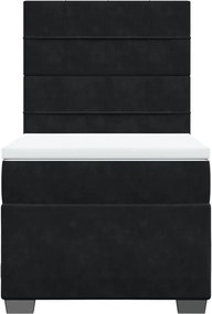 vidaXL Κρεβάτι Boxspring με Στρώμα Μαύρο 90x200 εκ. Βελούδινο