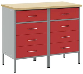 vidaXL Ντουλάπα Εργασίας 2 pcs Κόκκινο και Γκρίζο 100 x 55 x 85 εκ.