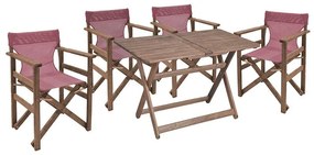 Dining Retto set 5 pcs solid beech wood walnut-dark red color 120x75x71cm 120x75x71 εκ.