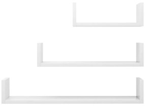 vidaXL Ράφια Τοίχου 3 τεμ. Γυαλιστερό Λευκό από Επεξεργασμένο Ξύλο