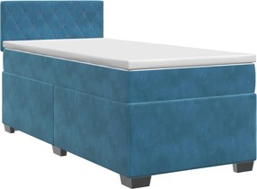 vidaXL Κρεβάτι box spring με στρώμα Σκούρο Μπλε 100 x 200 cm Βελούδο