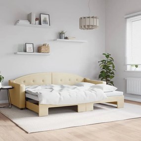 Καναπές Κρεβάτι Συρόμενος Κρεμ 80 x 200 εκ. Υφασμάτινος - Κρεμ