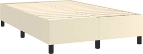 vidaXL Κρεβάτι Boxspring με Στρώμα Κρεμ 120x200εκ. από Συνθετικό Δέρμα