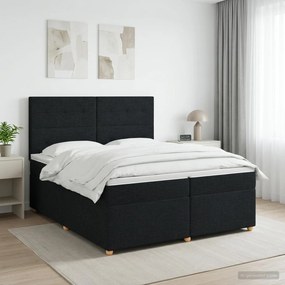vidaXL Κρεβάτι box spring με στρώμα Μαύρο 200 x 200 cm Ύφασμα