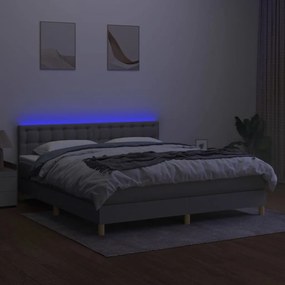 vidaXL Κρεβάτι Boxspring με Στρώμα &amp; LED Αν.Γκρι 180x200 εκ Υφασμάτινο