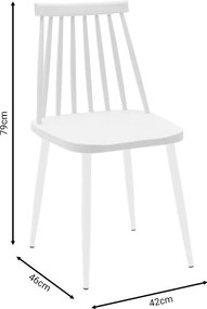 Καρέκλα Aurora pakoworld pp λευκό-πόδι λευκό 42x46x79εκ