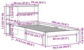 ΚΡΕΒΑΤΙ ΒΙΒΛΙΟΘΗΚΗ ΧΩΡΙΣ ΣΤΡΩΜΑ 90X190 ΕΚ ΜΑΣΙΦ ΞΥΛΟ ΠΕΥΚΟΥ 3322543