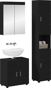 vidaXL Σετ Επίπλων Μπάνιου με ράφι TULUM Μαύρο Επεξεργασμένο ξύλο