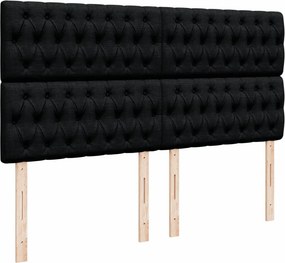 vidaXL Κρεβάτι Boxspring με Στρώμα Μαύρο 200x200 εκ. Υφασμάτινο