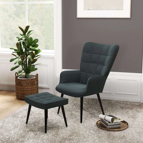 HOMCOM Πολυθρόνα Relax με Οθωμανικό, Σετ 2 τεμαχίων, Γκρι