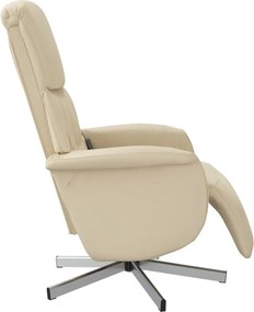 vidaXL Πολυθρόνα Μασάζ Ανακλινόμενη με Υποπόδιο Κρεμ Υφασμάτινη