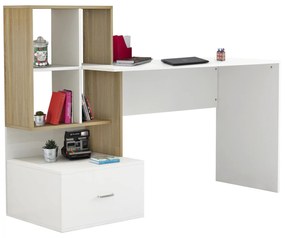 ΓΡΑΦΕΙΟ ΜΕΛΑΜΙΝΗΣ ΜΕ ΒΙΒΛΙΟΘΗΚΗ SYNDYA HM8993.02 ΛΕΥΚΟ SONAMA 149x48x105Y εκ.