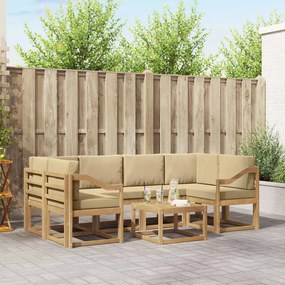 vidaXL Σειρά Καναπέ Εξωτερικού με μαξιλάρι 7 pcs Λευκό και Μπεζ
