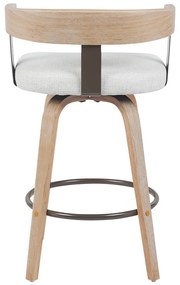 Σκαμπό μπαρ Anesy pakoworld περιστρεφόμενο μεσαίου μεγέθους μέταλλο-ξύλο με ύφασμα σε μπεζ απόχρωση 54x50x85εκ