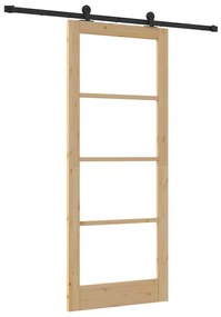 vidaXL Συρόμενη Πόρτα Χειροκίνητος Καφέ 86 x 211 cm Ξύλο και μέταλλο