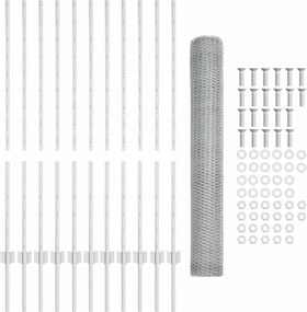 vidaXL Εξαγωνική Φράχτη με Στύλο 25 x 1,2 μ Γαλβανισμένος Χάλυβας