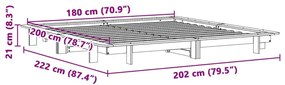 Σκελετός Κρεβ. Χωρίς Στρώμα Καφέ Κεριού 180x200 εκ Μασίφ Πεύκο - Καφέ