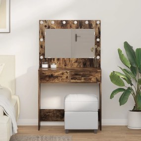 Dressing Table με LED Φώτα Καπνιστού Δρυός 78.5x41x135 cm