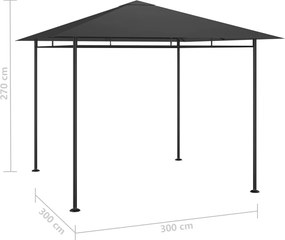 vidaXL Κιόσκι Ανθρακί 3 x 3 x 2,7 μ. 180 γρ./μ²